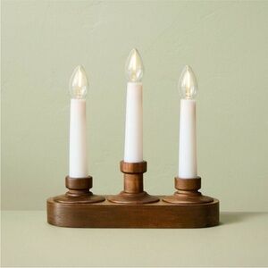 HEARTH & HAND NWT 7.95" Wood Christmas Window Flameless Candelabra - Brown